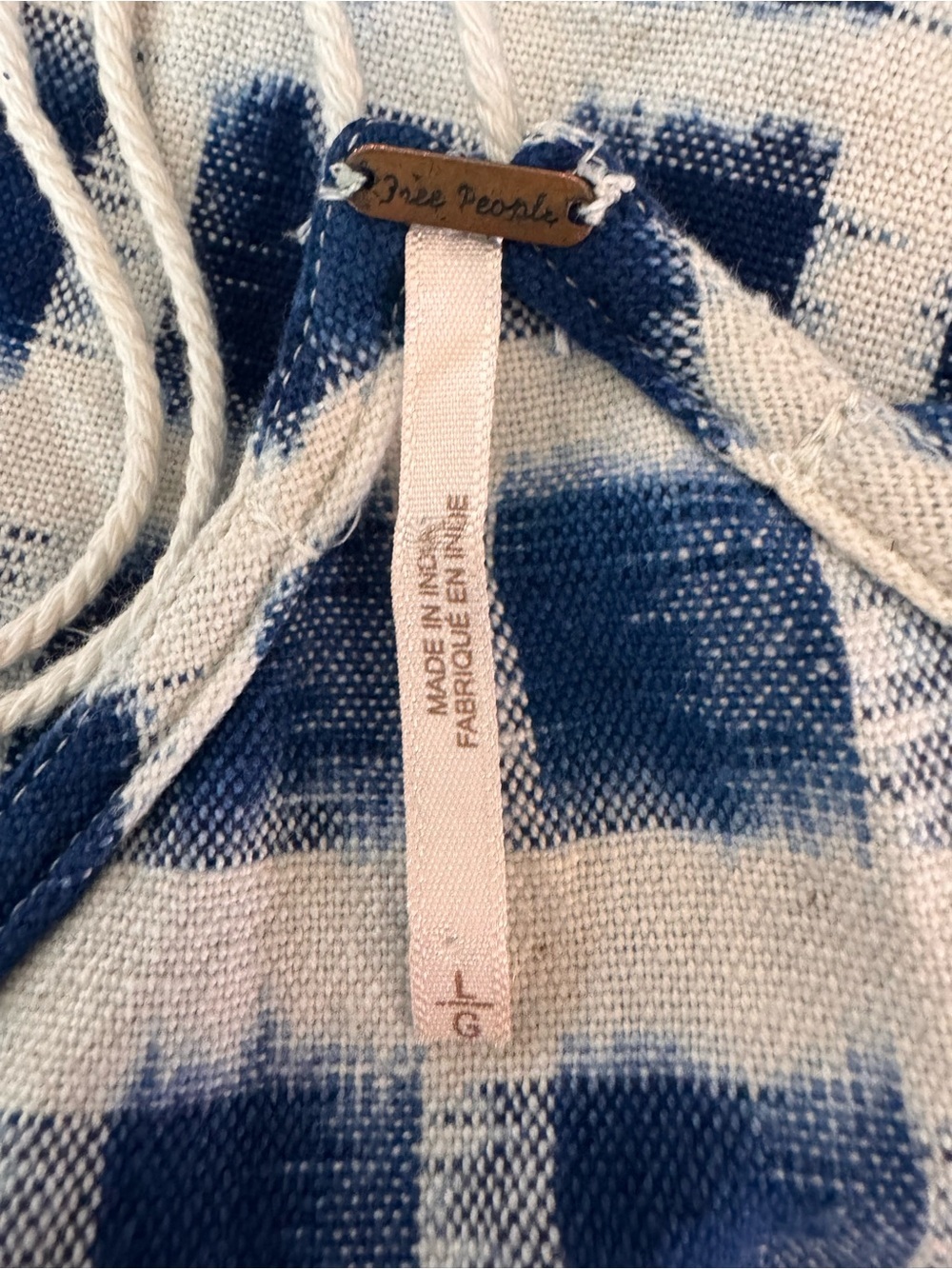 Free People Navy Grid Halter Top, Size L - Picture 9 of 9